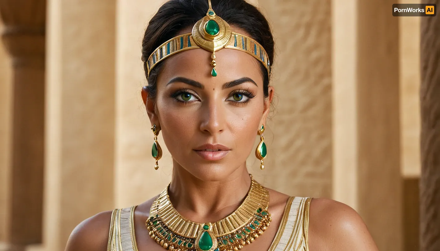 ((Farah from Legend of Queen Opala is a extreme beautiful MILF 42yo, main heroine, main character:1)), ((MILF)), (detailed golden egyptian makeup), (natural emerald eyes), detailed, eyes, perfect, freckles, skin, texture, photorealistic, <lora:add-detail-xl:.8>, <lora:Super_Eye_Detailer_By_Stable_Yogi_SDPD0:.8>