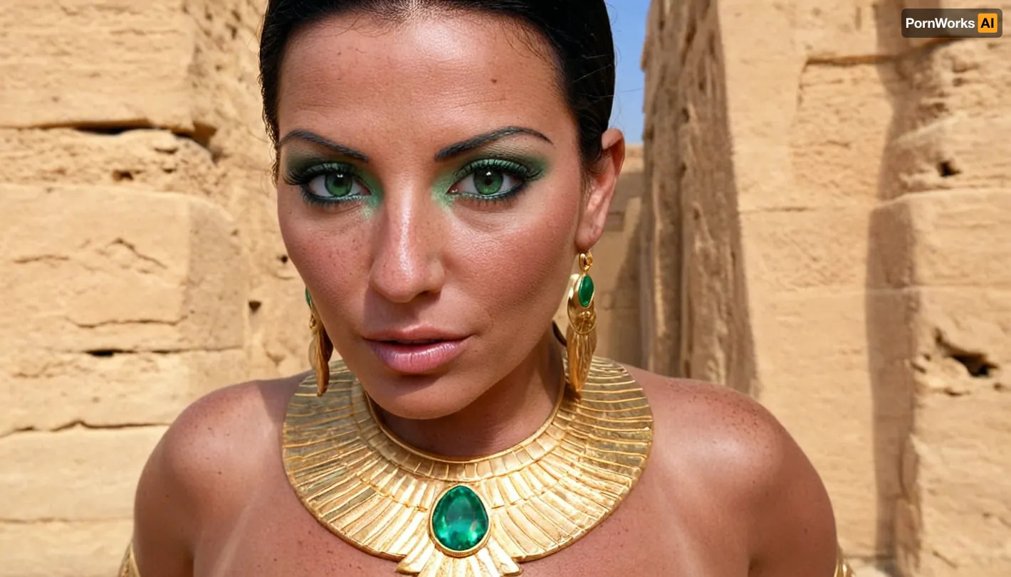 ((Farah from Legend of Queen Opala is a extreme beautiful MILF 42yo, main heroine, main character:1)), ((MILF)), (detailed egyptian makeup), (natural emerald eyes), detailed, eyes, perfect, freckles, skin, texture, photorealistic, medium view, <lora:add-detail-xl:.8>, <lora:Super_Eye_Detailer_By_Stable_Yogi_SDPD0:.8>