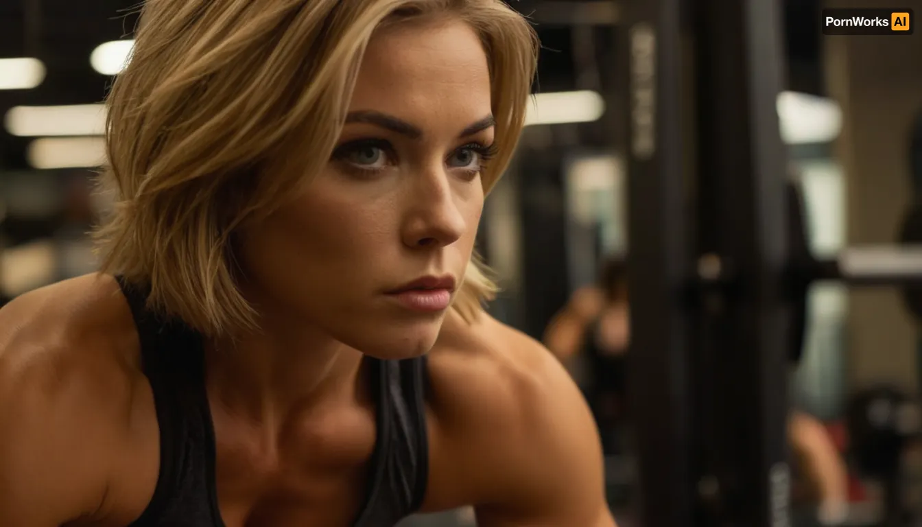 ziprealism, (inspirational action snapshot esthetic, inspirational poster), (athletic woman, bodybuilder, expression of determination and focus, muscular shoulders, working out:1.2), (f/2.8, shallow depth of field, layered composition, medium closeup shot, Dutch Angles, shot in profile, view from side, focus on eyes:1.6), (soft bokeh:.4), (ash-blonde hair, thick voluminous hair, hair cut in textured layers, short cut hair, plunging bob cut, swept-back hairstyle:1.4), (catchlights, limbal rings, large expressive eyes), (strong jawline, angular features, large teardrop breasts), igbaddie, <lora:igbaddie-XL:.4>, <lora:style_lora_realis:.8>