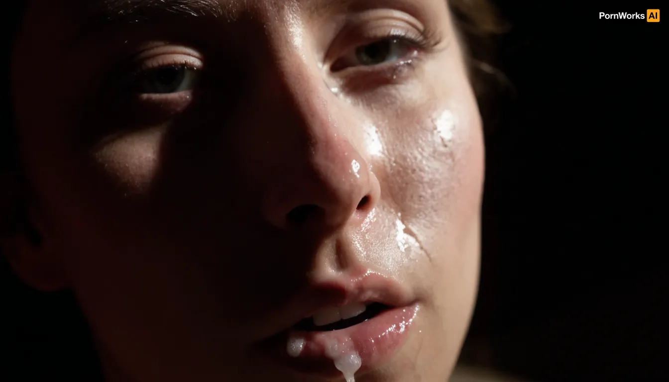 extreme close-up on a nose with excessive cum running down, 8k, photorealistic, soft lighting, cinematic dark lighting, an interplay of light and shadow, artsy, work of art, price winning, <lora:dark:.8>