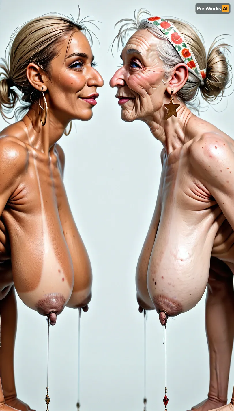 (((59yo tanned german blond granny women))), ((beautiful face)), narrow waist, ((((women side view)))), (((slim face and curvy body))), (naked), (blond Bob haircut), [Saggy boobs], (((hanging boobs))), (((old hanging saggy tits))), (((old empty tits))), (((old saggy boobs))), (((saggy breasts))), (((saggy tits))), ((((large breasts)))), beautiful open eyes, smile lascivious at the viewer, ((no makeup)), in the garden. necklace, errings, breezy, (tan lines:1.5), (side view:1.5), (looks at me:1.6), (roughly fucked by angry horse), (huge, giant, fat, horse)