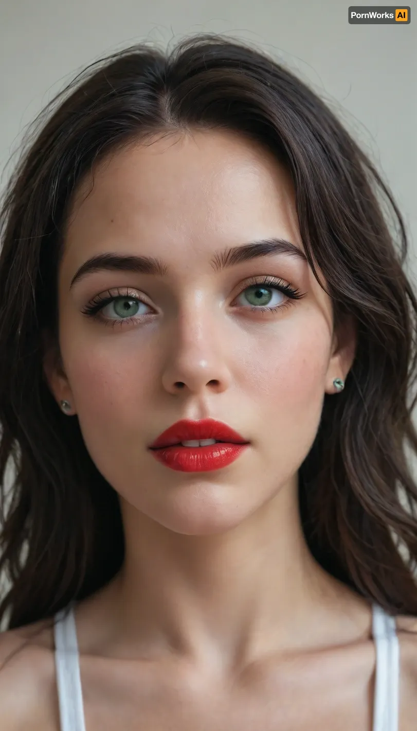 8k, (masterpiece), (detailed), super hot face, face focus, ((18 years old)), european college freshman, long black hair, green eyes, red lipstick, black eyeliner