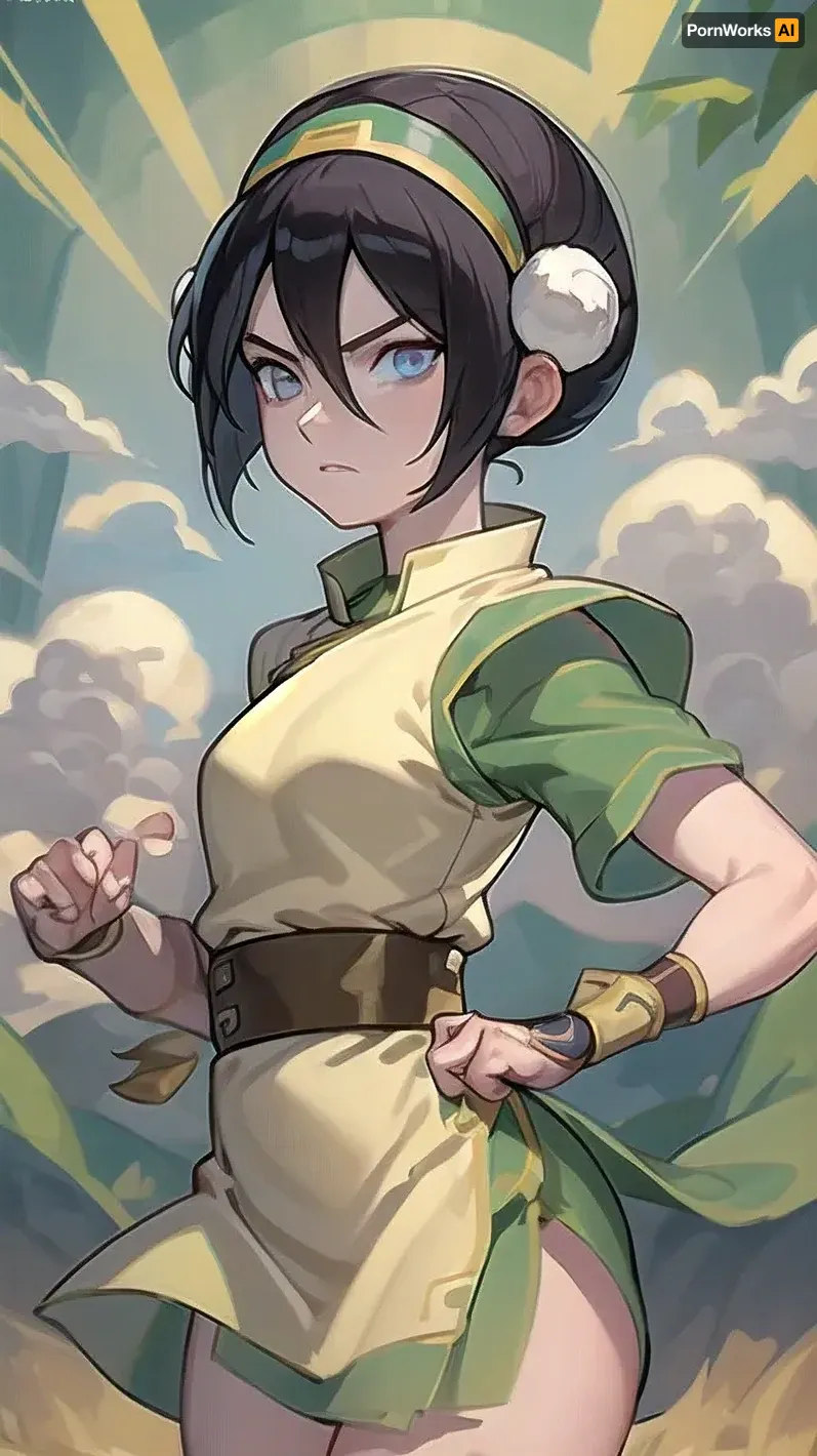 (masterpiece, best quality:1.2), lyco, (atla_tophbeifong-10:1), cowboy shot, solo, 1girl, toph beifong, blind, expressionless, fighting stance, short hair, hair bun, hairband, grey eyes, chinese clothes, <lora:atla_tophbeifong-10:.5>, <lora:TOPH-V2:.5>