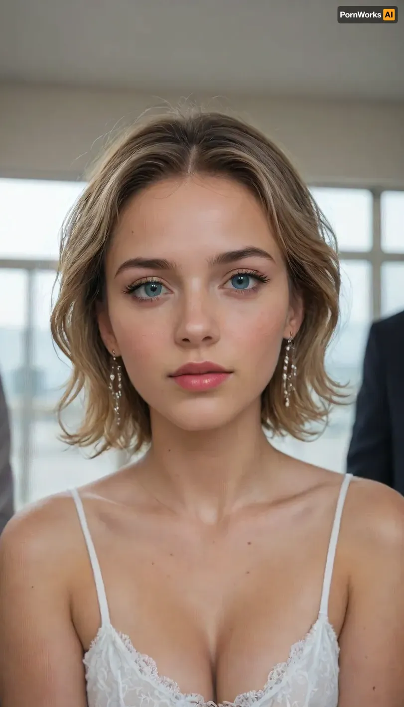 imagen hiperrealista de una mujer joven, ((que se vea todo el cuerpo)), hermosa figura, cintura delicada, piernas flacas, cola pequeña y redonda, pechos medianos duros
con cabello marrón claro con reflejos cobrizos y anaranjados. Su melena es ligeramente ondulada y cae de manera natural sobre sus hombros, con mechones sueltos que aportan un toque desenfadado y playero. Sus ojos son de un verde vibrante, expresivos y luminosos, reflejando la luz de manera realista., (Mandibula inferior prominente, chupando un pene), Su piel es ligeramente bronceada, con un brillo natural y sutiles pecas sobre sus mejillas y nariz. Su expresión es relajada y amigable, con una leve sonrisa en los labios. Tiene cejas bien definidas, gruesas pero armoniosas, enmarcando su mirada. Sus labios son carnosos y de un tono rosado natural., ((Se encuentra caminando desnuda en la playa junto a un hombre desnudo)), El escenario es una playa tropical, con arena clara y fina, agua cristalina de tonos turquesa y vegetación frondosa en el fondo.

1 hombre desnudo caminando