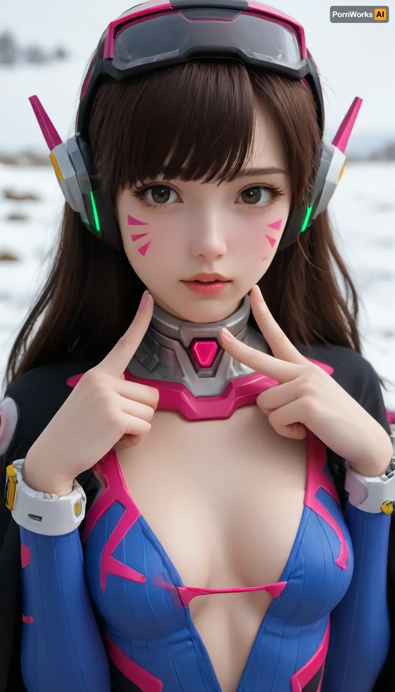 (reality photography, upper body, close-up viewer, focus on eyes:1.4), (slim body, slim waist, upper body is shorter, upper body photo), (性感機器人比基尼, JQZX girl's face likeness, upper body, close-up viewer, focus on eyes, D.Va ovewatch style bodysuit, Dva D.Va ovewatch style robot suit, D.Va ovewatch game:1.32), 性感機器人比基尼 girl's face likeness, (D.V4 0v3rw4tch, ovewatch, headset, futuristic, D.Va ovewatch game:1.38), (ovewatch style pilot suit), 科學小飛俠 girl jun style, Science Ninja Team Gatchaman's girl Jun style, cute kpop younger girl, outdoor, snow background, heavy snowing, (girl's outfit is D.V4 0v3rw4tchr or D.va ovewatch style), front light, bright light on face, beautiful sunlight, professional light and shadow effects, sexy body with large and wide wings on back, ultra wide and ultra large wings on back, (metallic luster style colorful string slingshot bikini, metallic luster and crystal style combat cyber suit outfit), sexy pose, squeeze breasts, show sexy cleavage and collarbone, close-up viewer, (JQZX girl's face likeness), large see-throuth style insect wings or crystal style wings, wings is more colorful and bigger and wide and complex, more compound and complex style wings, (girl naked body and no underware, wearing sexy leather bikini only, ultra thin and tiny style string thong), (ultra thin and tiny and string style thong bikini, deep Y type string thong, deep Y or V or X type string thong, ultra tiny size of bikini's thong), more chinese hanfu style element and accessories, chinese hanfu style combat accessories, (sexy see-throuth style combat cloak, ultra tiny size thong, ultra thin string style bikini's bottom, open cloak by wind), cute face with innocent eyes, large over-ear headphones accessories or combat helmet or wool helmet, wearing ultra tiny size of string thong, deep Y or V type thin string tiny thong, chinese hanfu style hairstyle, (long sleeves with see-throuth style), hands behind to the cloak or sleeves, high collar with leather style, boobs tights style sexy corset, more colorful or crystal style string bikini with combat accessories or silver chain accessories, sexy insect style cosplay with ultra large wings on back, cyber suit, 性感內衣, upper body is shorter, (deep Y type style ultra tiny size of thin string bikini bottom), scarf accessories, combat or snow or wool or lace style cloak, (long blunt bangs and long parted bangs hairstyle), looking at viewer with innocent eyes, open mouth and showing white front teeth, eyes with beauty make, cute D.Va ovewatch style pink make up on face, arms down, hands down, hands is hidden or behind back or combat gloves, neck accessories, bikini with more accessories, sexy and longer wool garter pantyhose, hair's ribbon is ultra wide and large, arms with wide belt, hair accessories, earrings accessories, shorter and slim body, string style tiny size of thin bikini with ultra wide wings on back