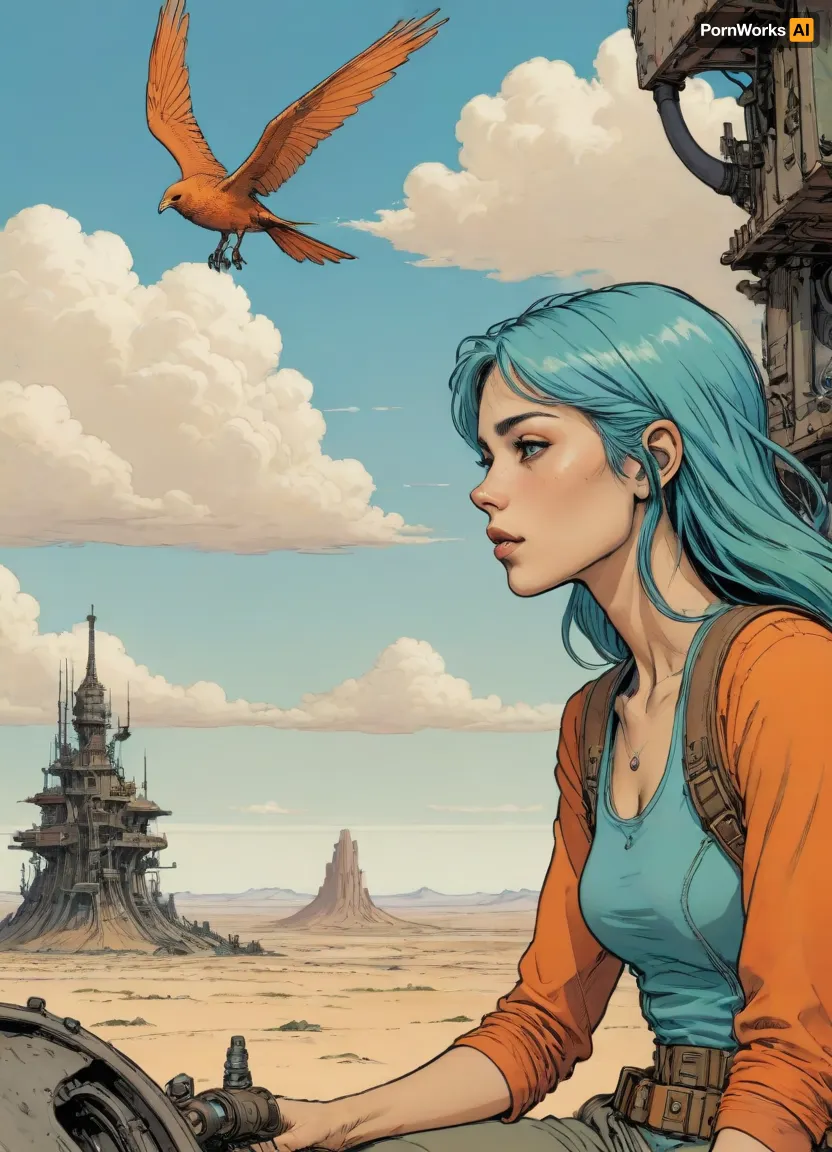 Jean giraud's moebius-inspired steampunk skyline