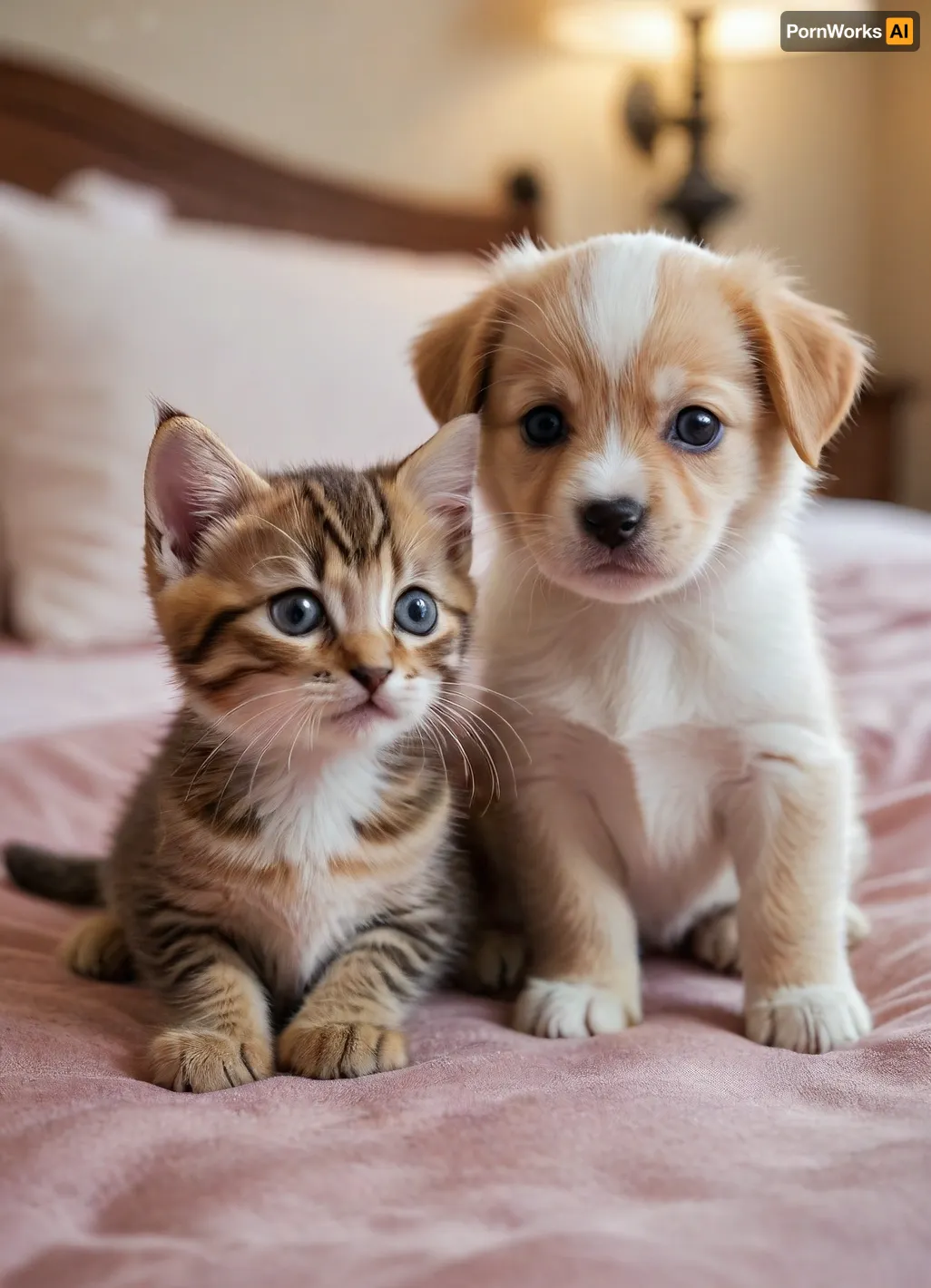 Kitten and puppy