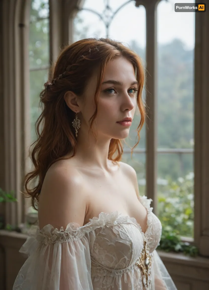 A super plus-size woman with long, flowing auburn hair, stands gracefully in a misty, moonlit garden filled with glowing fireflies. She wears a flowing gown made of shimmering silk, with intricate embroidery depicting scenes from mythology. The scene is bathed in soft, silvery light, creating a dreamy, ethereal atmosphere. This image is reminiscent of a pre-raphaelite painting, with a touch of art nouveau elegance, evoking the style of Waterhouse and Rossetti, with a focus on intricate details, vibrant colors, and a sense of romanticism., <lora:Chubby BBW - XL:.8>