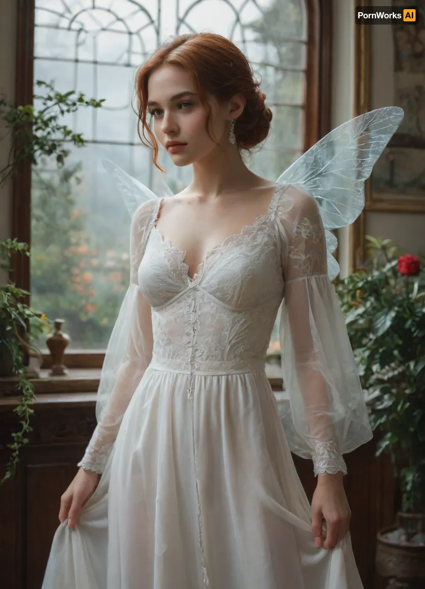 A super plus-size woman with long, flowing auburn hair, stands gracefully in a misty, moonlit garden filled with glowing fireflies. She wears a flowing gown made of shimmering silk, with intricate embroidery depicting scenes from mythology. The scene is bathed in soft, silvery light, creating a dreamy, ethereal atmosphere. This image is reminiscent of a pre-raphaelite painting, with a touch of art nouveau elegance, evoking the style of Waterhouse and Rossetti, with a focus on intricate details, vibrant colors, and a sense of romanticism., <lora:Chubby BBW - XL:.8>