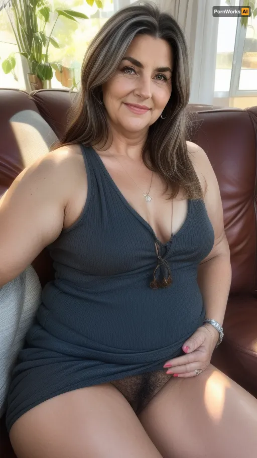 (obese:1.3), mature Woman named Lubica, stepaunt, gilf, fat, bbw, 65 year old mature women, long hair, brown hair, grey highlights, bright blue eyes, looking at viewer, ruddy cheeks, wrinkles, in a living room, sitting on a couch, hand behind her back, leaning backward, black summer dress, legs apart, flirty pose, sexy pose, wild hairy pussy, thick dark pubes, excessive pubic hair, hairy, pussy, pubes, wild, bush, big saggy breasts, braless, hard nipples, Chubby, Plump, Fat, Rolls, ultra realistic professional photography, detailed skin, detailed eyes, wrinkled face, (stretchmarks), RAW photo, subject, (fine skin detail:1.1), 8k UHD, soft lighting, high quality, film grain, Fujifilm XT3, <lora:add_detail:.5>, <lora:epiCRealismHelper:.5>, <lora:FDSkinDetails:1>, <lora:hairy:.6>, <lora:BGV5EX:.6>