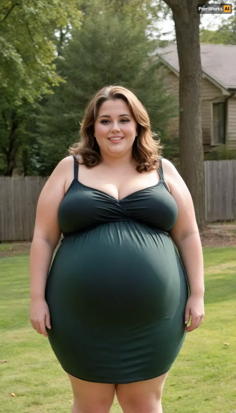 45° sideview, Full body shot, Sunny summer day, bright sunny day, (obese:1.3), The fat ssbbw mature milf 60 is walking on the lawn, green lawn, stark naked body, chubby milf, braless, hard nipples, black transparent sleeveless black maxidress, medium very saggy tits, plump waist, plump pubis, light brunette hair with highlights, bobcut hair, big eyes, happy smile, nip slip, (high quality:2)