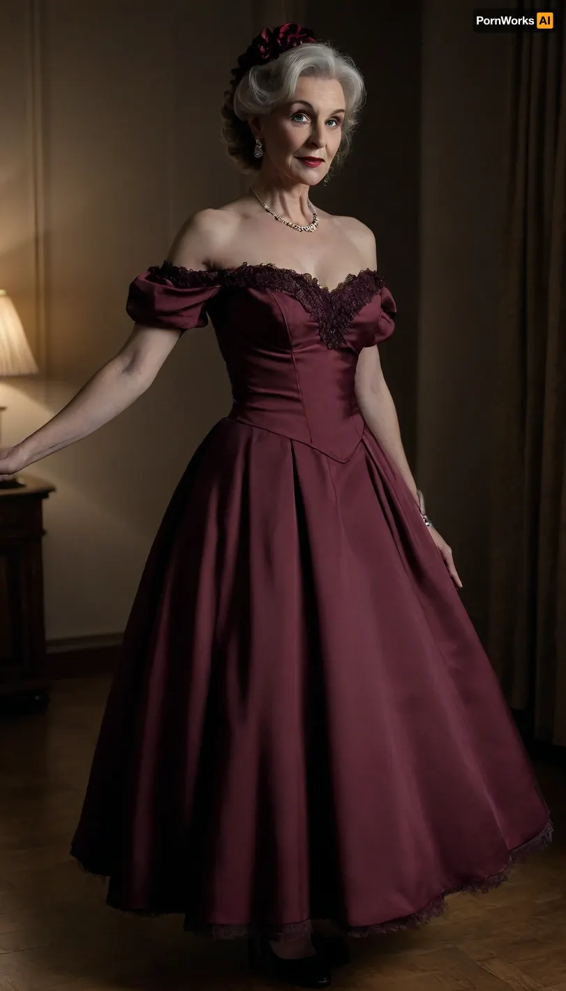 GILF in a luxury victorian ballroom, royal ballgown set, fully clothed, (very mature:1.7), (majestic gilf:1.5), facial wrinkles, (body wrinkles:1.5), shaved pussy, (small breasts:.9), red lipstick, red nails, white tooth, perfect denture, jewels, red lace bra seen through dress, (untied straight brunette royal hair:1.2), panties pulled away, black lace stockings, dress spreading around, (long fabric hoop dress:1.6), dress falled down on shoulders, skirtlift, spreading, (facial), (cfnm), (saggy tits:1.3), night Atmosphere, (midi hoop dress:1.3), superior costume, pink, red, purple, burgundy, black, hyper-photorealistic, hoop dress, cleavage, full body, full length shot, sweetegl, sweetop, swe3tjsk, bl0use, ElementalWind, Perfect hands, perfect fingers, perfect anatomy, realistic mature skin, skin pores, freckles, moles, spots, wrinkles, pussy on focus, masterpiece, best quality, cinematic scene, perfect hands, (cinematic lighting), (night:1.3), raytrace, sharp focus, best shadow, 8K, UHD, clear image, extremely sharp, extremely detailed, extremely intricate detail, high res, ultra-high-definition, highly detailed, ultra-sharp textures, finely detailed, perfect skin texture, hyperrealistic lighting, professional photography, full dynamic range, deep contrast, high clarity, realistic depth of field, HDR, perfect exposure, smooth gradients, natural reflections, ultra-fine details, realistic skin pores, individual hair strands, perfect face, High detailed photo, high quality photo, fullcolor, clothes, sharp background, fine detailed background, hoopdress, LIFT, UP, SKIRT, FROM, BELOW, CURTSEY, <lora:dark:.8>, <lora:bab4d033-acad-4a4e-b6fa-5dda2bad3471.TA_trained:1.6>, <lora:Lift Up Skirt:1.2>, <lora:SDXLHighDetail_v6-000005:.8>, <lora:hinaTuningFaceDetailer_SDXL-v2-rank256-pruned:.8>