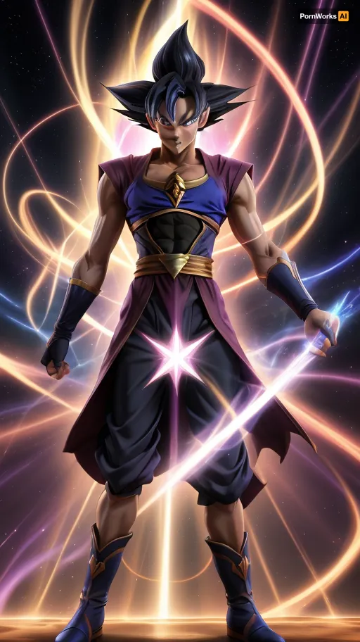 Dark magician + goku. fusion. Hd.4k.