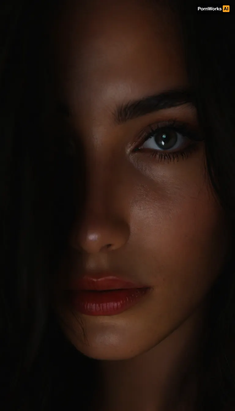 ziprealism, (30yo, sensual noir esthetic, stunning noir woman, offset composition), (f/2.8, shallow depth of field), (closeup shot, lips focus:1.2), (glossy black hair, dark full eyebrows:1.4), (loose hair obscuring face, loose hair hiding eye:1.8), (full lips, soft pillowed lips, moist glossy lips, natural skin texture, flawless pale skin:1.4), igbaddie, (dark scene, chiaroscuro, black background:1.8), <lora:style_lora_realis:.4>, <lora:igbaddie-XL:.4>, <lora:zavy-cntrst-sdxl:1.2>