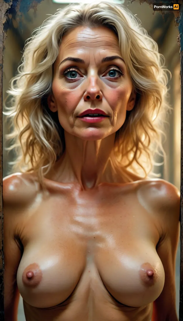 ultrawide-angle graphic, ultrasexy nude mature lightblonde woman closeup, 55 years old, very narrow ascetic face, Midjourney, MJ, style, poster, but, <lora:Midjourney_style:2>, <lora:BUT_SDXL_SHS:.5>, <lora:street_tones:2>