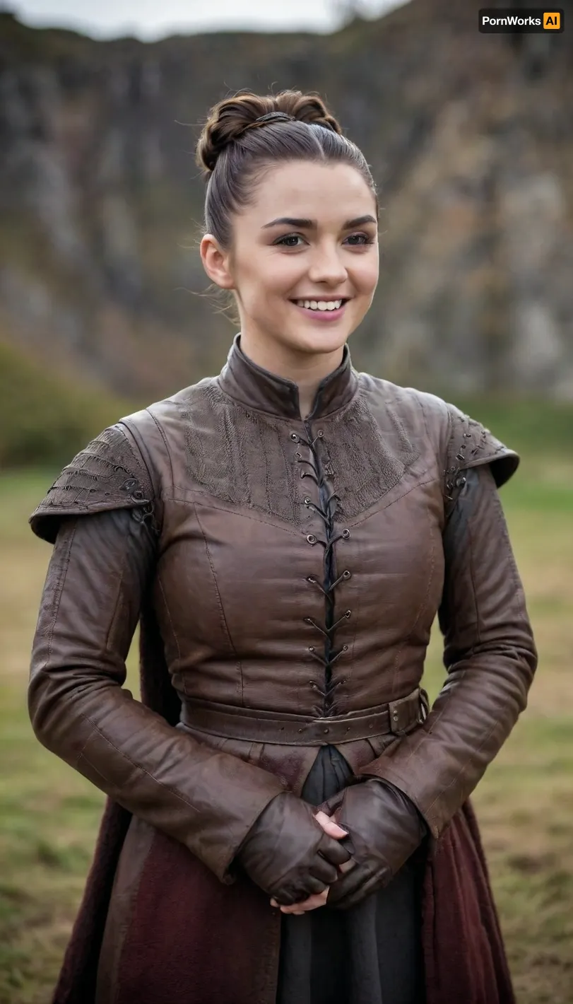 Long, Labia, Meaty, pussy, ar1ast4rk, woman, her, hair, is, brown, and, slicked, back, she, wearing, season8, outfit, with, coat, medium, length, a, dark, assassin, dress, styled, in, double, bun, braavosi, attire, leather, armor, smiling, standing, arms, behind, make-up, <lora:nsfw-xl-2.0:2>, <lora:260797_training_data:2>, <lora:ar1ast4rk woman sdxl:2>