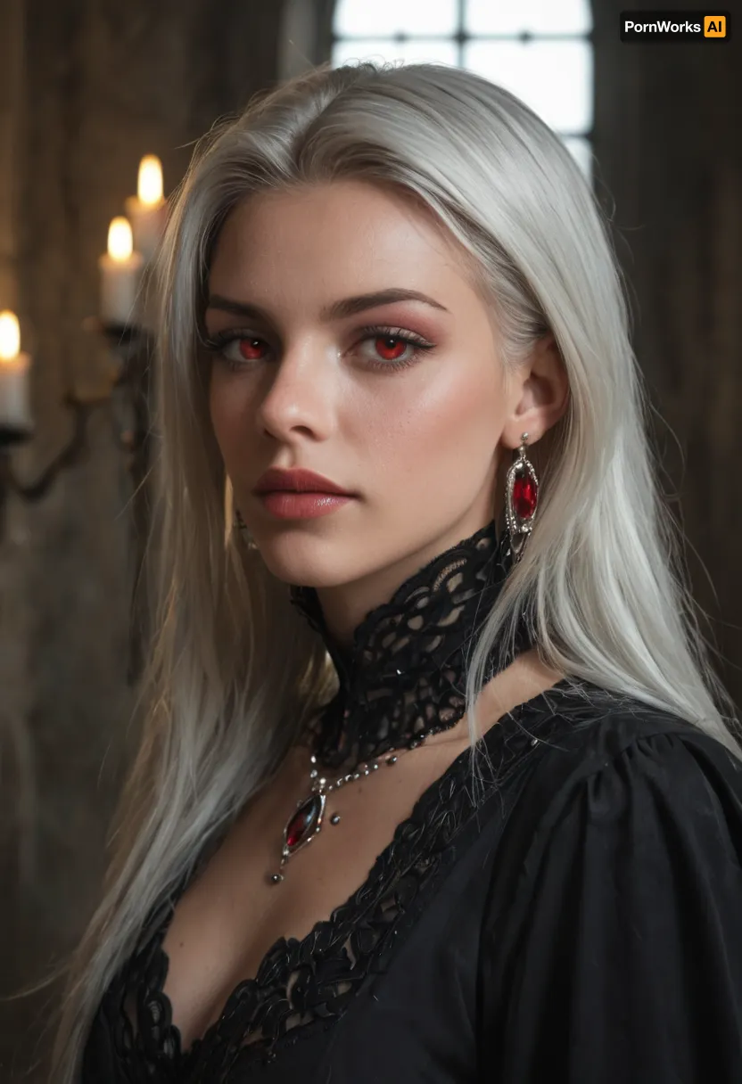 Viconia DeVir, iconic drow cleric from Baldur’s Gate, strikingly beautiful yet cold and enigmatic. Dark obsidian skin with a faint ethereal glow, long flowing white hair, piercing crimson red eyes filled with cunning and mystery. Wearing elegant yet practical drow clerical armor of black leather and silver accents, adorned with spider and web motifs, Shar’s holy symbol hanging from her neck. Standing in a shadowy Underdark cavern with glowing mushrooms and faint purple light, or in a moonlit temple of Shar. Radiating both divine power and deadly allure, dark high fantasy art, ultra-realistic, highly detailed, cinematic atmosphere.