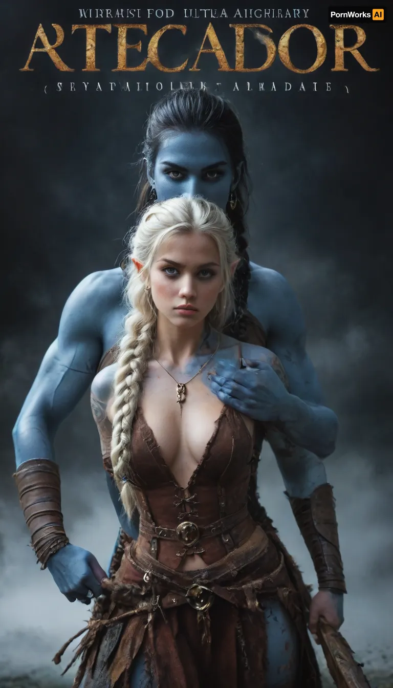 female drow elf barbarian, (dark night blue skin:1.82), (crystal white hair to waist, braided with gold jewelery:1.16), tall, angry, busty, curvy, thin waist, big boobs, big butt, slim, athletic, fit, vitiligo, strong, fur pelt armor, dungeons and dragons, purplish blue skin, black and purple hair, Dark, Elf, Warrior, Drow, tattooed, scarred, purple eyes, uberfit, muscular, blue skin, amazon, giant, fur barbarian armor, bloody, blood spatter, bear, bear heart, zavy-brbrn, defeating a woman in combat, fighting, killing, blood, winning fight, magazine cover, Realism_Quality_2xx_By_Stable_Yogi, score_9, score_8_up, score_7_up, (((very pretty face:1.3))), (((extremely ultra detailed face:1.3))), perfect fingers and hands, upper body view, (extreme size difference:1.6), (ultra realistic), (maximum quality), (high resolution), (extreme detail), (ultra realism), UHD, super high quality, highly detailed, high resolution, perfect lighting, natural lighting, Uber realistic, ultra detailed, masterpiece, 35mm photograph, film, professional, 4k, hdr, photographic, ultra realistic, ultra high details, back light, (dynamic pose), (dynamic angle), (random angle), (random pose), (dynamic view), (random view), best quality, volumetric lighting, golden hour lighting, dramatic shadows, rich details, nature-inspired color palette, <lora:Dark_Elf_Warrior:2>, <lora:Drow:2>, <lora:339100_training_data:2>, <lora:uberfit_lora_sdxl:2>, <lora:zavy-brbrn-sdxl:.5>