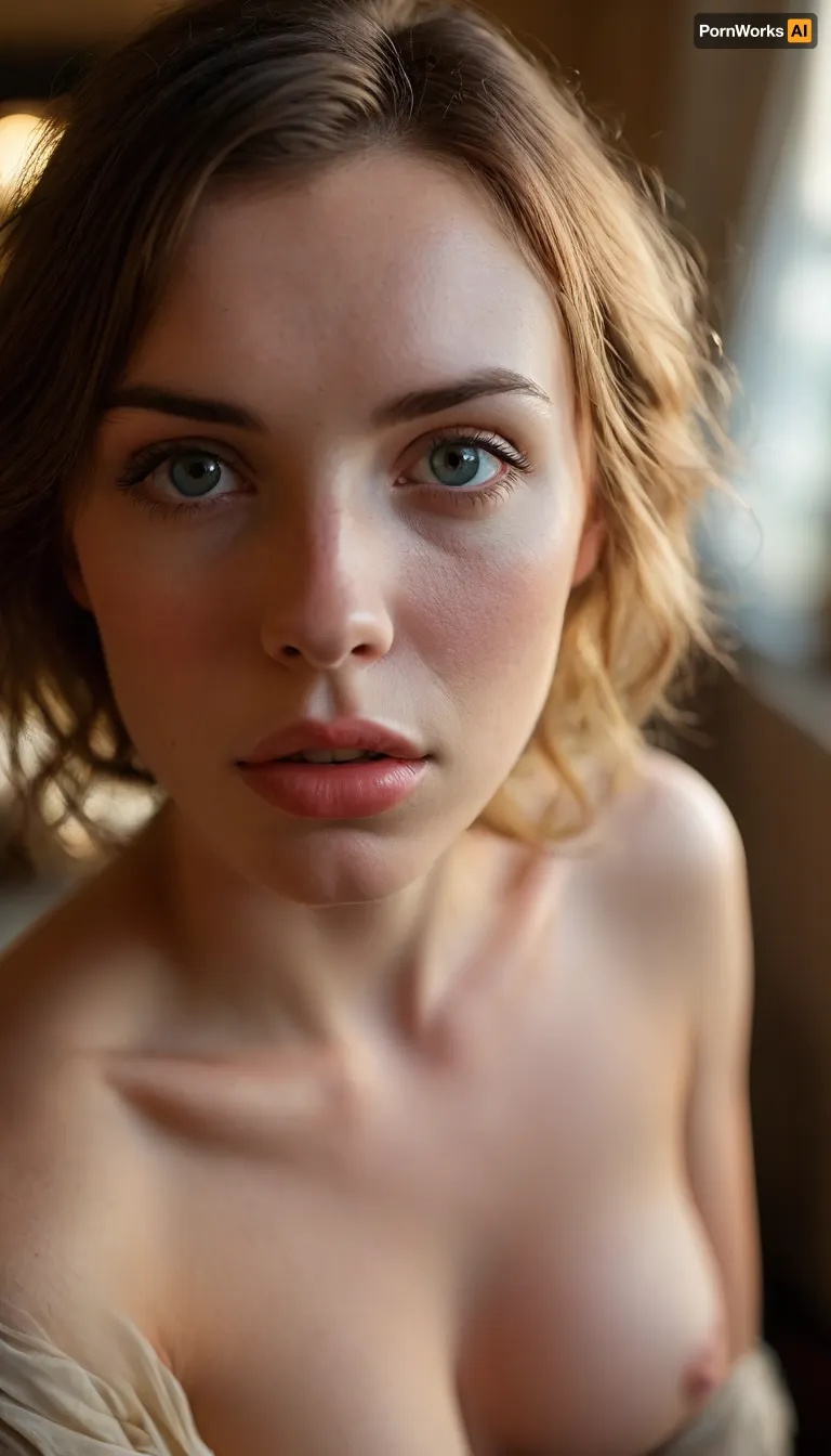 ziprealism, (brilliant mesmerizing eyes, alluring woman, sensual pose, surreal scene:1.2), (large teardrop breasts, pale breasts, heavy soft breasts:1.4), (avant-garde experimental photography, ethereal lighting), (sharp focus on eyes, loose closeup), (Dutch Angle, medium ahot), (f/2.8, dramatic lighting and shadows, shallow depth of field, soft bokeh, layered composition with subtle foreground, vintage analog hasselblad lens:1.8), (highly saturated, rich colors), <lora:MJ52:.8>