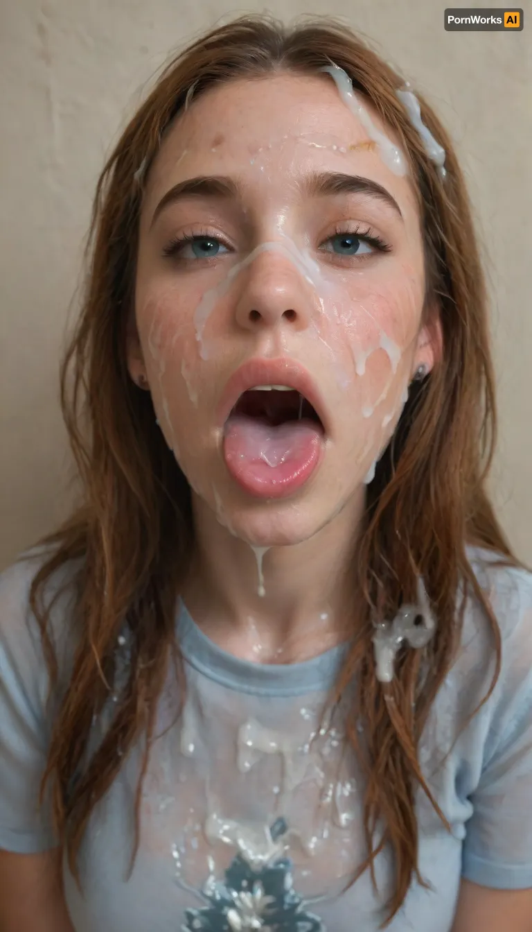 realistic cum, excessive cumshots, (cum on clothes:1.4), cum on, (Cum flows:1.5), (cum on body:1.4), cum on hair, (cum on face:1.7), bukkake, ((Clothes and body covered with semen)), (mouth wide open:1.4), (mouth filled with cum:1.5), beautiful face, (cum on hair:1.3), woman, cum, on, face, (ginger moana aged 36), <lora:JustCum:1.9>, <lora:678016_training_data:1.9>, <lora:cum_in_eye_deepmind:1.9>