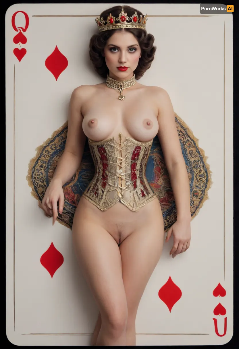 (Playing cards queen:1.5), erotic, nude