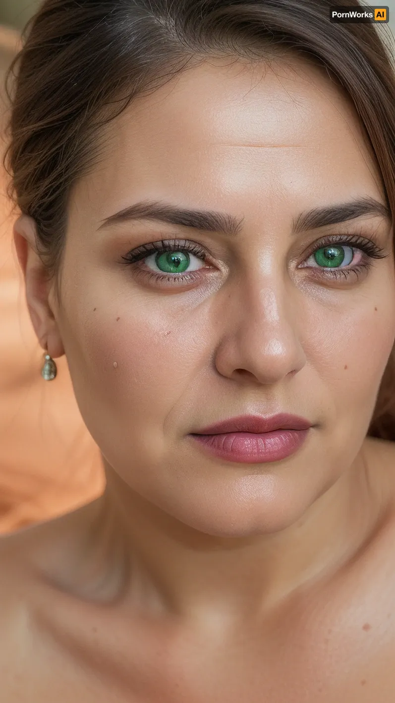POV, (close-up:1.4), (mature:1.4), Armenian milf, furrowed brow, looking at viewer, ((face focus)), RAW photo, subject, (high detailed skin:1.1), 8k uhd, soft lighting, high quality, film grain, Fujifilm XT3, dynamic angle, 50 years nude old dark hair with highlights, woman, milf, fair skin, ((happy:1.1)), lying down on her back, facing up, shot from above, aerial view, (captivating beautiful Green eyes), (orgasm face), (open mouth:1.3), mouth open, lips parted, aroused, furrowed portrait, in sexy bright colored thong, ((topless)), (no makeup:1.2), leaning, forward, ((detailed face:1.2)), HD, full lips, red lipstick, extreme mouth detail, ultra realistic wrinkles, detailed skin, realistic skin, High Res, 4k, ultra-detailed, masterpiece, ultra high res, dslr, detailed skin texture masterpiece, Ultra realistic, natural skin tone, high definition, ((painful expression:1.1)), <lora:weight_slider_v2:1.5>, <lora:hair_length_slider_v1:.5>
