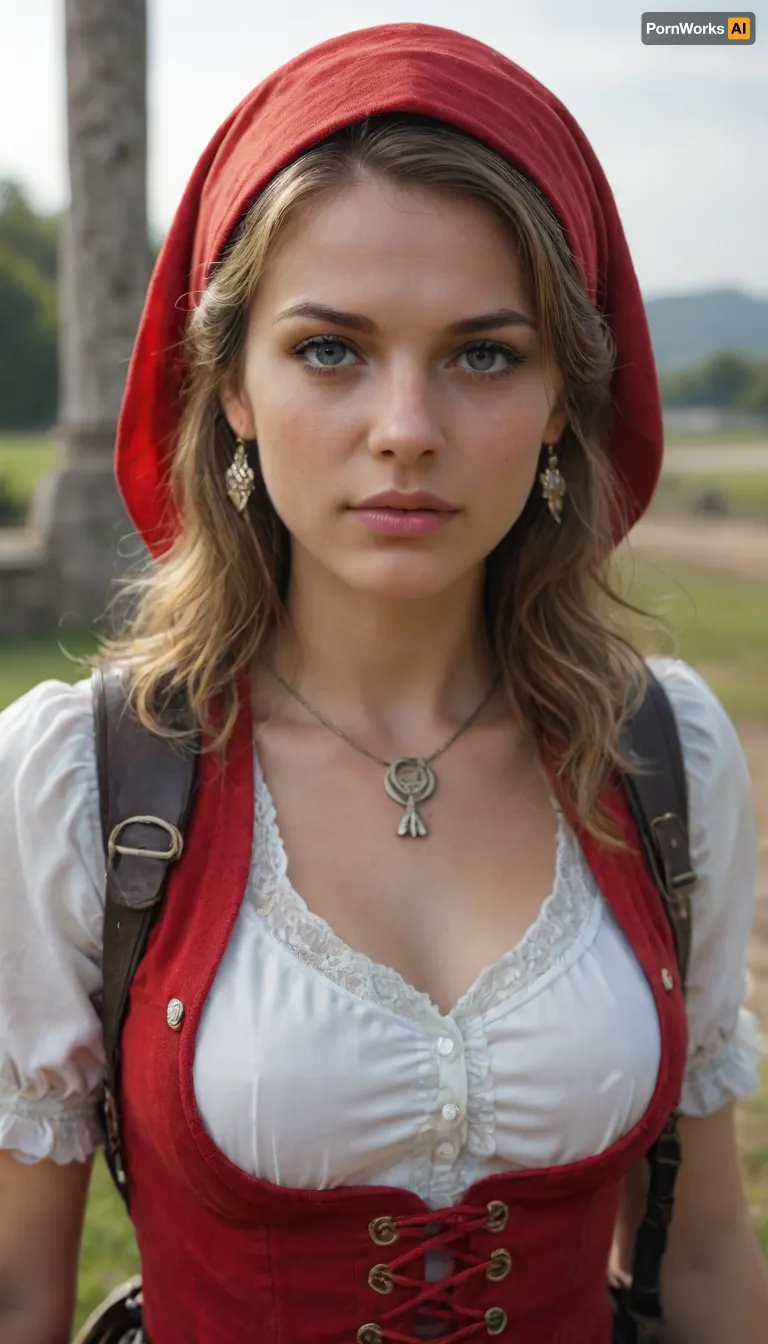 Anne Bonny, (Assassin's Creed IV, Black Flag), Design a costume for Anne Bonny, a white blouse with a red corset vest, paired with black pants, Include a red headscarf and a pistol holster., front angle view, looking at the viewer, huge natural bust, key light, rim light, sun light, most beautiful face. Ultra detailed face.