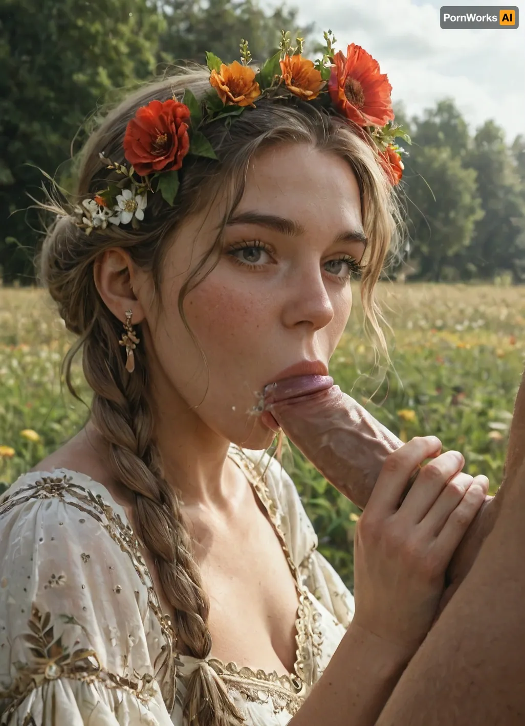 Die Blume flüstert: ein zeitloser Tanz inmitten der goldenen Felder der slawischen Kultur