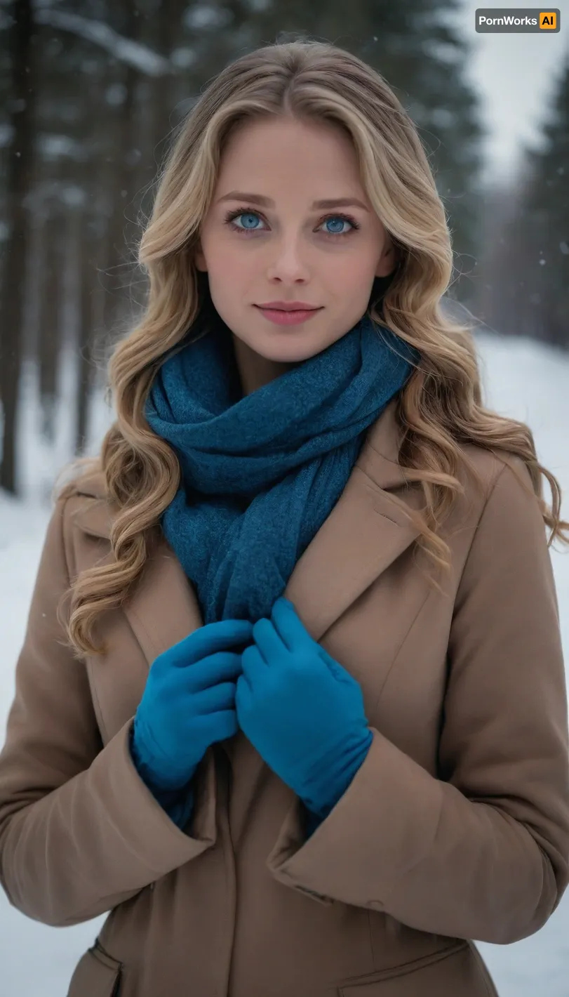 Una serenidad nevada: una obra maestra de alta resolución de una mujer segura en el abrazo del invierno