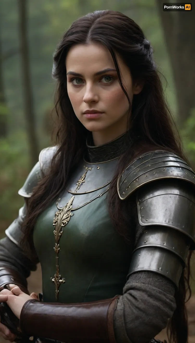 Lady Sarah, a renowned French knight in 1440, is a fierce and captivating figure, both revered and feared across the land. Tall and statuesque, she carries an aura of strength that is apparent in every step she takes. Her long, dark hair cascades in waves down her back, often tucked into a warrior’s helm or flowing free in battle, giving her a striking presence. Her eyes, a piercing shade of green, seem to gleam with the fire of someone who has faced countless perils and emerged victorious.

But beyond her physical beauty, it is her skills as a fighter that truly set her apart. Trained in the arts of combat from a young age, Lady Sarah is an expert swordswoman, skilled in both longsword and dagger. She fights with an elegant yet deadly precision, each movement a testament to her years of practice. Her agility and strength are unmatched, allowing her to take down foes far larger than herself. Her prowess is not limited to swordplay—she is also skilled with a bow, able to strike with deadly accuracy even from a distance. When it comes to facing beasts or bandits, she is as fearless as any knight, often setting out alone into the dangerous, wild countryside to hunt down those who terrorize the innocent.

Yet despite her martial excellence, Lady Sarah is not simply a warrior. Her beauty is renowned in the courts and villages she passes through, and it often becomes a tool she uses to her advantage. Her allure is irresistible, and she knows how to wield it to disarm even the most hardened men. With a sly smile and a beguiling glance, she can sway both friend and foe, though she never lets her charm overshadow her determination. However, those who underestimate her are often met with a swift, harsh lesson.

A scar runs across her left cheek, a lasting reminder of a fierce battle with a rival knight during her early years. It is a mark of both her resilience and her past, a reminder that even the most beautiful and graceful warrior is not immune to the brutality of the world she faces. As she roams the French countryside, Lady Sarah's legend grows—a seductive and powerful force, unmatched in both beauty and skill, with a heart that burns fiercely for justice and the thrill of battle.