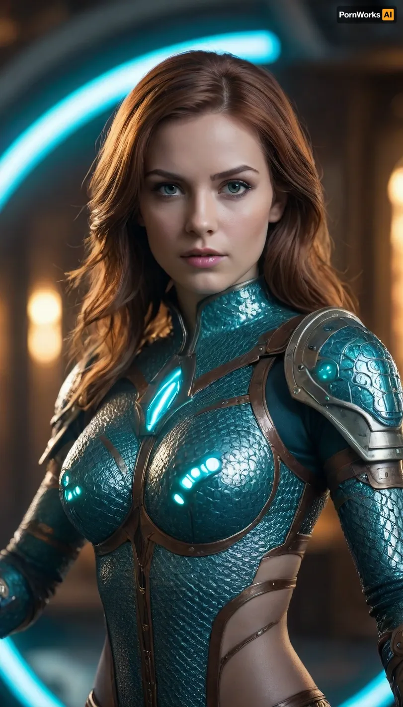 chitinous piezography, chiaroscuro-chainmail, close-up dynamic flirty pose, in*the critical future epic energy whity-flamboyant, brown-aqua lighting/WarUSSR, vulcanite/criptospirit chain turbine/mineral-runovyaz, Motion blurre Combat maneuvers, Magnificent farforo-symbiosis cartilage-macromechanicle-woman, hi-tech cyber-fight A distant scene x-Diablo Battles