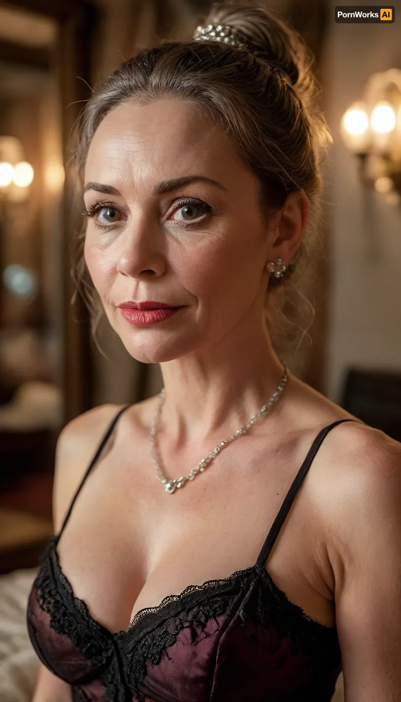 Exclusive, billionaire, luxury, reflective lighting, beautiful, seductive, lustful, very busty, stunning hungarian Mature grandma, breast grabbing, (gilf), (old), (slim), very simple luxury dress, (ultra-minimalist ballgown:1.3), model, hairless pussy, lustful posing, romantic expression, cunnilingus, no Lipstick, red nails, strong glossy party makeup, very long dark brown straight ponytail hair, (Mature:1.9), black lace stockings, (Orgasm face:1.4), Shinny skin, Natural body, (Chubby:.2), Perfect hands, perfect fingers, perfect anatomy, (realistic mature skin:1.2), skin pores, freckles, moles, spots, wrinkles, masterpiece, best quality, (cinematic lighting), (night:1.3), ray trace, sharp focus, best shadow, 8K, UHD, clear image, extremely sharp, extremely detailed, extremely intricate detail, high res, ultra-high-definition, highly detailed, ultra-sharp textures, finely detailed, perfect skin texture, hyperrealistic lighting, professional, full dynamic range, deep contrast, high clarity, realistic depth of field, HDR, perfect exposure, smooth gradients, natural reflections, ultra-fine details, realistic skin pores, individual hair strands, soft shadows, color-graded, High detailed photo, high quality, (full body), (full length shot), most realistic, dim light, clothes, contrast, sharp background, fine detailed background, hoopdress, (lustful smirk:1.2), (distance viewpoint:1.3), (full figure shot:1.4), (subtle blur:1.1), <lora:bab4d033-acad-4a4e-b6fa-5dda2bad3471.TA_trained:2>, <lora:Midjourney Image Enhancer XL v1:1.6>, <lora:mjv6:1.8>