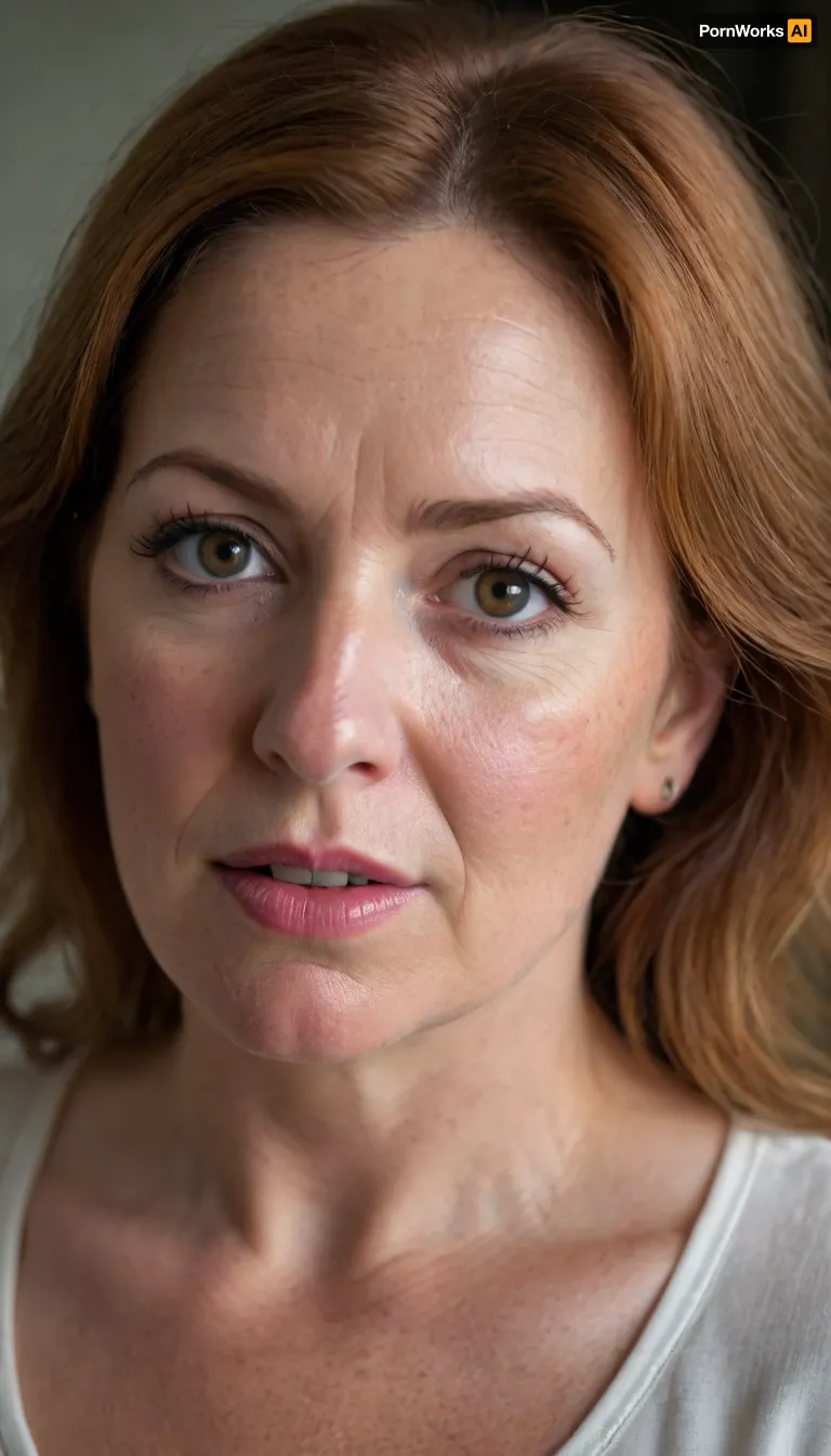 56 year old mature woman, curvy, fully dressed, casual clothes, looking at viewer, RAW photo, subject, (high detailed skin:1.1), 8k uhd, soft lighting, high quality, film grain, Fujifilm XT3, HD, full lips, extreme mouth detail, ultra realistic freckles, detailed skin, realistic skin, High Res, 4k, ultra-detailed, masterpiece, ultra high res, dslr, detailed skin texture masterpiece, Ultra realistic, natural skin tone, high definition, ((painful expression:1.3))