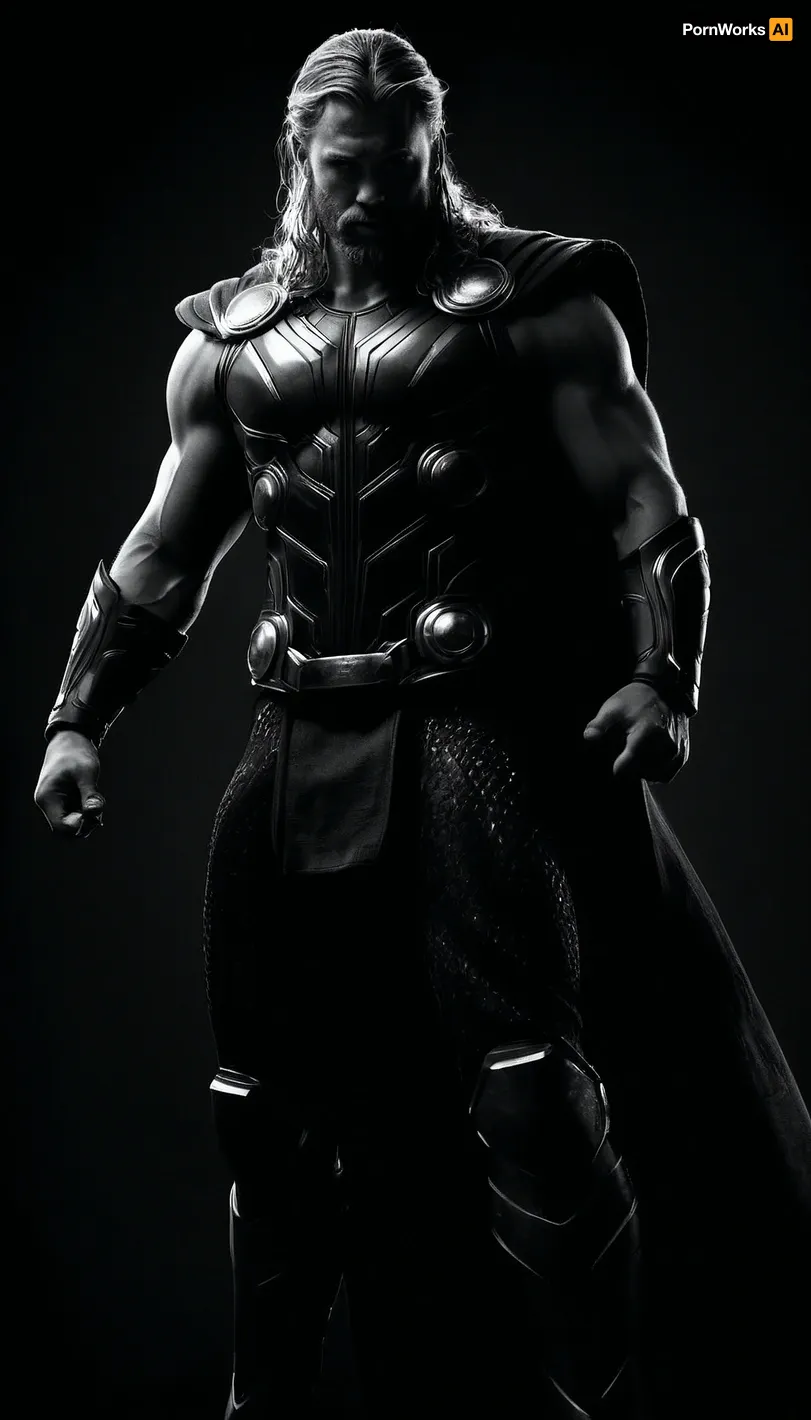 (((black and white drawing))), (no colors), thor from the MARVEL universe, black background, (((full body view))), PEHighContrast, Simple, Background, high, Contrast, <lora:PE_HighContrastStyleV1:2>, <lora:dark:1.5>