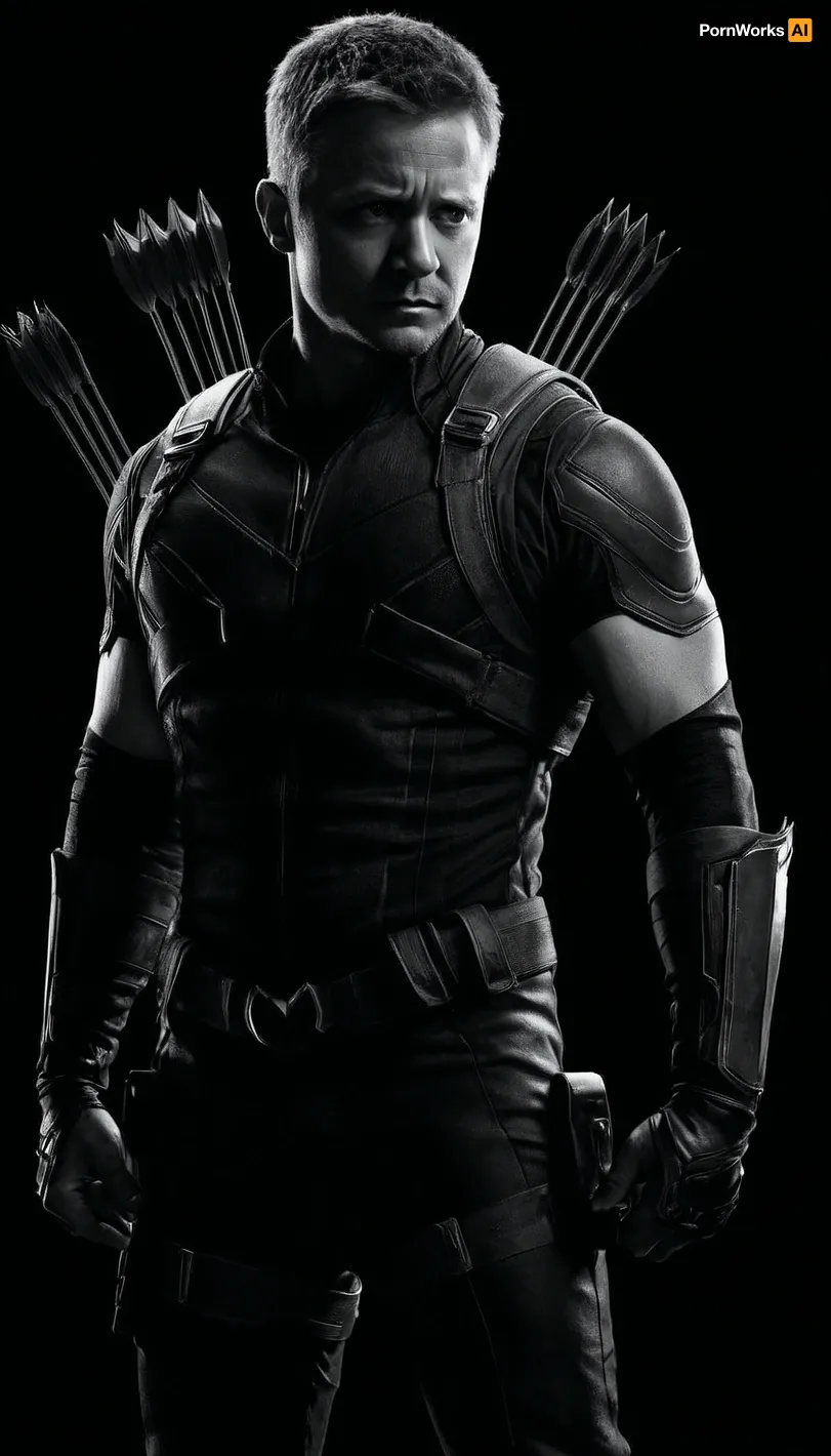 (((black and white drawing))), (no colors), hawkeye from the MARVEL universe, black background, (((full body view))), PEHighContrast, Simple, Background, high, Contrast, <lora:PE_HighContrastStyleV1:2>, <lora:dark:2>