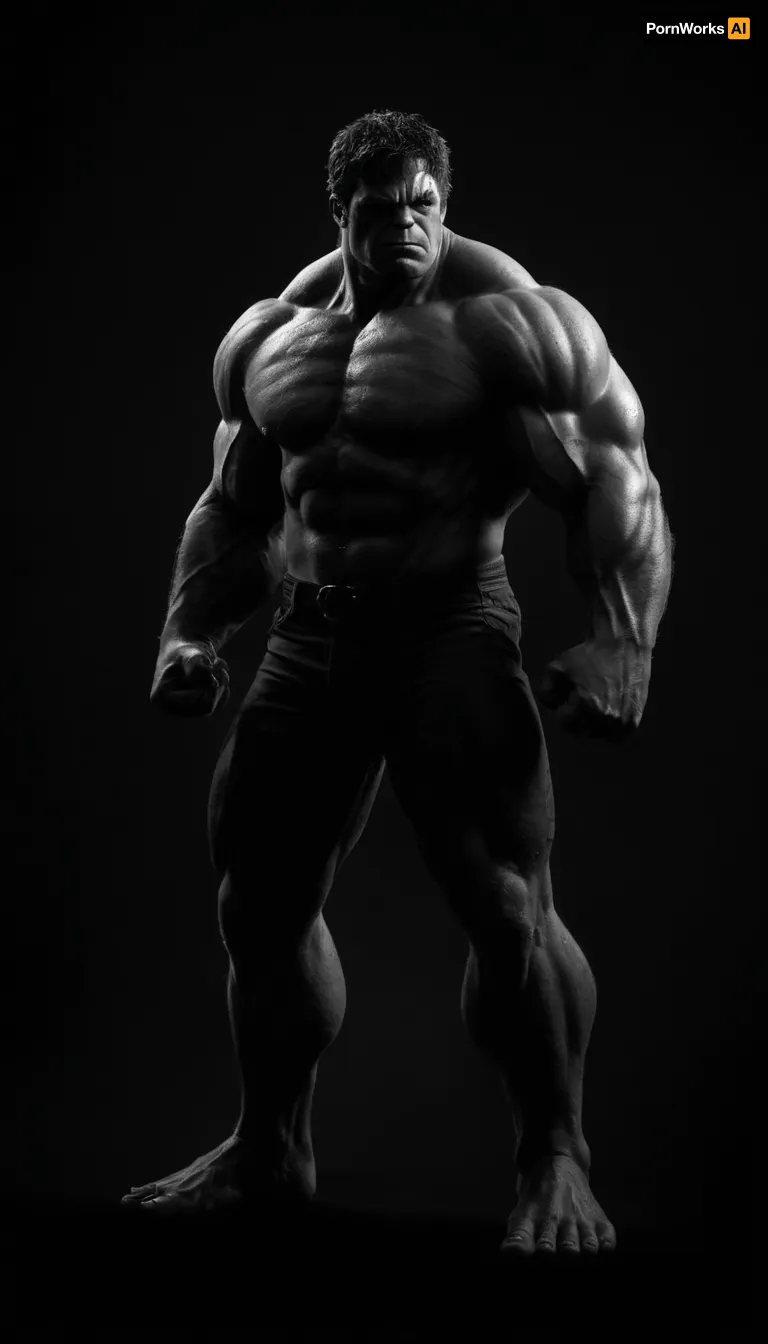 (((black and white drawing))), (no colors), hulk from the MARVEL universe, black background, (((full body view))), PEHighContrast, Simple, Background, high, Contrast, <lora:PE_HighContrastStyleV1:2>, <lora:dark:1.5>