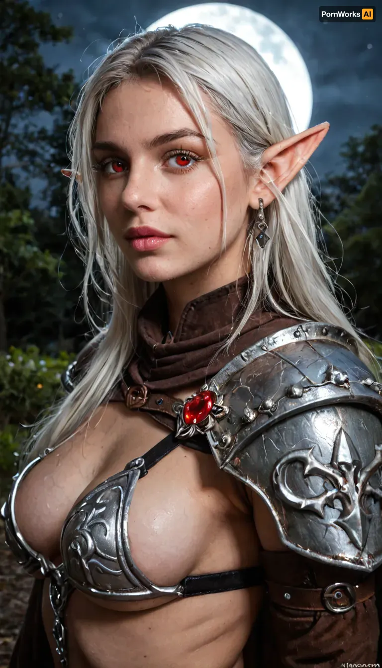 sexy scary evil female drow elf rogue, (drow elf), (grey ashen skin:1.5), exposed, skimpy outfit, drow armor, red eyes, night, moonlight, full moon, fantasy, medieval, shrouded in shadow, white hair, (amateur iPhone 2 photo), The image quality is grainy, with a slight blur softening the details. The lighting is dim, casting shadows that obscure features. The old iPhone struggles to focus, giving the photo an authentic, unpolished feel, (grainy image quality:1.5), foxydi, <lora:foxydi:1>
