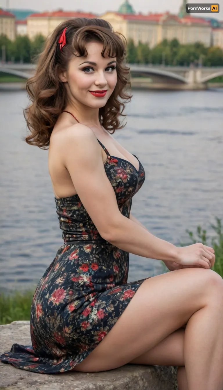 best quality, ultra-detailed, masterpiece, finely detail, highres, 8k, caucasion brunette woman, smile, 1980s, A bright dress, straight cut bangs, in beautiful long dress, 1970s pinup model, (painting), in the Moscow, USSR Epoch, curly hair, On the banks of the Moskva River, With car Volga, evening, pin up, beautiful dress, in the ussr, Happy woman, 50sphotorealistic, dawma3, realistic photo, gaz3102, #Pinup, #sovietpinup, #TypicalSovietwoman, #VeryHappy #woman, #Russian, #smile, #retro, #street, #park, #USSR, #Moscow, #Ссср complex background, ((bimbo make up)), Pin up style, Soviet pin up, Typical Soviet woman, style, ussr, Moscow, Very realistic woman, FASHION PICTURE, DYNAMIC POSE, FULL LENGTH PICTURE, full body visible, slim Woman, 40 years old, A communist woman, in Moscow, ((USSR Epoch)), beautiful pin up style dress, beautiful pin up style, In stockings, perfect lighting, retro lut, retro style, 8k woman, russianebenya, professional modelshoot style 8k high definition, lifebehindironcurtain, uberfit, muscular, athletic, <lora:uberfit_lora_sdxl:.8>, woman, small, breasts, medium, large, spreading, legs, creampie, pussy, nude, body, closeup, <lora:nsfw-xl-2.0:.8>
