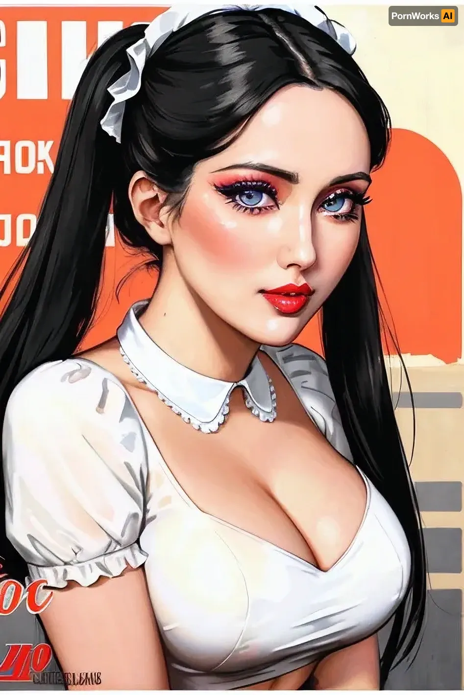 街上行者高高的猪尾和无瑕疵的c-cup乳房 让她在黑暗的巷子里站出来 她为色情海报创作了海报艺术