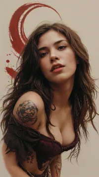 Takato Yamamotos fotorealistische Kunst einer Frau mit dem Namen "Moana" im Disney-Film "Moana" ist ein ultra-detailed Meisterwerk, das ihre sexy und edgy Features zeigt. Der photorealistische Stil erfasst