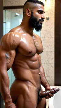 Der muskuläre indische muslimische Bodybuilder mit langem Bart und tiefen, intensiven Augen war ein wahrer Meister seines Handwerks. Er wusste, wie man die Macht der KI verwendet, um photorealistische Pornos zu schaffen, die jede Frau schlucken würde. Seine Meisterschaft der Kunst