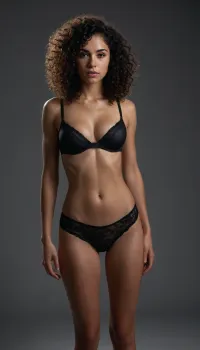(submissive:1.5), (sweaty skin:.8), (cute tall tall face, calm face, pores, thick thighs, (big ass:1), skinny woman, curly hair, black hair, messy hair, breast cup A), image of, (woman, standing tall, legs wide), ultra-realistic, best quality, best lighting, (Slim body:1.33), (detailed face:1.1), shirtlift, black sports bra, undressing, black, panties, (cum, cumdrip, facial, bukkake:1.2), (breasts:1.2), bukkake, <lora:csenhance_v1:.5>, <lora:curly_hair_slider_v1:.8>, <lora:jkSmallBreastsLite_V01:.7>, <lora:DI_belle_delphine_v1:.35>, <lora:uberRealisticPornMerge_urpmv12320LORA:.5>