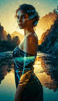 Beautiful woman, (full body), official art, extremely detailed CG unity 8k wallpaper, perfect lighting, Colorful, Bright_Front_face_Lighting, shiny skin, (masterpiece:1), (best_quality:1), ultra high res, 4K, ultra-detailed, photography, 8K, HDR, highres, (vibrant_color:1.2), professional photograph, (full length body), cinematic, great shading, moody lighting, landscape is river with neon lights, ((double exposure:1.5)), Double, Exposure, style, of, <lora:Double_Exposure_5:1>, <lora:add-detail-xl:1>, <lora:Creat0r_MagicDetailzV2_FIX:.8>, <lora:MJ52:.1>