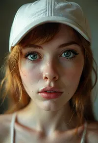 ((the whole girl visible in the frame)), full body wiew, totally nude, ultra realistic smart incredibly beautiful seductive face, pretty young escort woman, super model, 18 years old, (very slim, anorexic figure), long very nice legs, narrow waist, looks directly at the viewer, ((baseball cap backwards, showing shaved pussy)), (long legs, perfect legs, sensual Seductive, big eyes, beautiful eyes:1.2), back view, long ginger hair, (seduce, sexy, wants to fuck:1.1), (white skin. smile:1.1), ((showing big breasts with protruding swollen puffy areolas and puffy nipples 1:1)), HDR photo, best quality, ultra-detailed, masterpiece, finely detail, highres, photorealistic, perfect illumination, best shadow, best shot, ((engaging view)), full scene picture, soft lighting, bhands, perfect fingers, little hands, (5/6th body:1.5), the woman is looking with amazement at viewer, (looking up), detailxl, perfecteyes, <lora:MJ52:.5>, <lora:lora-sdxl-perfect-eyes:.5>, <lora:style_lora_realis:.7>