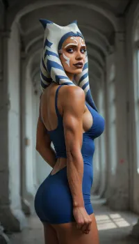 Solo, spaceship, horny face, ((((Ahsoka Tano)))), ((((((black transformer body:1.5)))))), ((((((devil vampire skin:1.6)))))), (((skin tight very short blue tube dress with thong lines visible through the dress))), tied up on bondage, huge breasts, score_9, score_8_up, score_7_up, <lora:Animated_Concept:2>, <lora:hentai_anime_style_xl_v1:2>, (athletic body with muscular arms and shoulders:1.4), NEGATIVE_HANDS