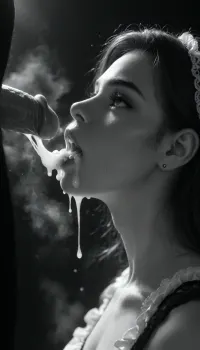 score_9, score_8_up, score_7_up, (white man), (close up), muscular, (steam on mouth:1.4), seven inches penis, (standing up straight), excessive cum, dripping on to girl, cum, (looks with love and happy), (((profile view))), cum shooting, cum dripping, (((lace black housemaid clothes))), (woman 20yo kneeling), (woman looking up at man), (ban haircut), (((black silhouette))), (((monochrome:1.9))), heavy natural droplets breasts, (black background), backlight, style, hair, light, <lora:backlight style:.9>, <lora:206223_training_data:2>