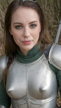 Facial, cum on face, covered in cum, think white liquid on her face, suit of armor, Lady Sarah, a renowned French knight in 1440, is a fierce and captivating figure, both revered and feared across the land. Tall and statuesque, she carries an aura of strength that is apparent in every step she takes. Her long, dark hair cascades in waves down her back, often tucked into a warrior’s helm or flowing free in battle, giving her a striking presence. Her eyes, a piercing shade of green, seem to gleam with the fire of someone who has faced countless perils and emerged victorious.

But beyond her physical beauty, it is her skills as a fighter that truly set her apart. Trained in the arts of combat from a young age, Lady Sarah is an expert swordswoman, skilled in both longsword and dagger. She fights with an elegant yet deadly precision, each movement a testament to her years of practice. Her agility and strength are unmatched, allowing her to take down foes far larger than herself. Her prowess is not limited to swordplay—she is also skilled with a bow, able to strike with deadly accuracy even from a distance. When it comes to facing beasts or bandits, she is as fearless as any knight, often setting out alone into the dangerous, wild countryside to hunt down those who terrorize the innocent.

Yet despite her martial excellence, Lady Sarah is not simply a warrior. Her beauty is renowned in the courts and villages she passes through, and it often becomes a tool she uses to her advantage. Her allure is irresistible, and she knows how to wield it to disarm even the most hardened men. With a sly smile and a beguiling glance, she can sway both friend and foe, though she never lets her charm overshadow her determination. However, those who underestimate her are often met with a swift, harsh lesson.

A scar runs across her left cheek, a lasting reminder of a fierce battle with a rival knight during her early years. It is a mark of both her resilience and her past, a reminder that even the most beautiful and graceful warrior is not immune to the brutality of the world she faces. As she roams the French countryside, Lady Sarah's legend grows—a seductive and powerful force, unmatched in both beauty and skill, with a heart that burns fiercely for justice and the thrill of battle., facial, breasts, stomach, covered, in, perfect, woman, cum, on, face, <lora:Facials:.8>, <lora:JustCum:.8>