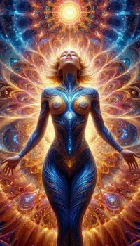 In this realm, colors swirl and blend into one another, creating a kaleidoscope of sensations that leave you feeling both other-worldly and familiar at the same time. Geometric patterns spiral and stretch with every breath, creating a kaleidos