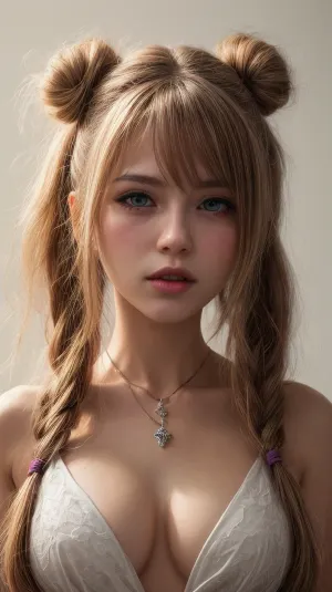 超细美的艺术品描绘了一幅富塔纳里,上面有光泽的虹膜和双尾,穿着紧凑的牛仔式服装. 她头发的复杂细节令人叹息 从她头发的复杂细节到细线