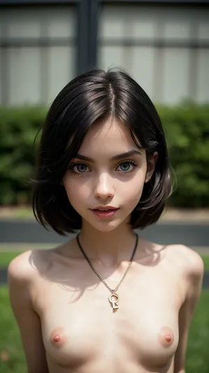 Ein schönes 18-jähriges Mädchen mit symmetrischem Gesicht, perfekte Beleuchtung und atemberaubendes Make-up ist in einem High-End-Lingerie-Set posiert. Ihre glatte Hauttextur ist durch die Strümpfe sichtbar, und ihre glatten Lippen sind leicht Teil, wie